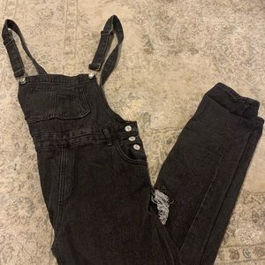 Black Denim Overalls